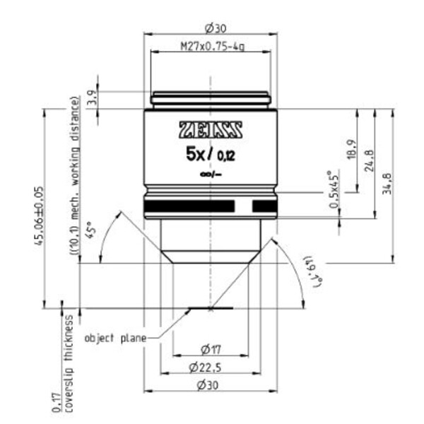 ZEISS objetivo A-Plan 5x/0.12 M27