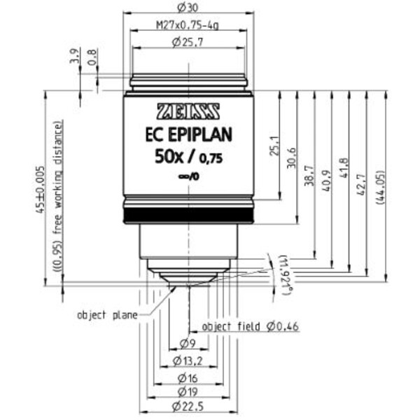 ZEISS Objetivo EC Epiplan 50x/0.75 M27