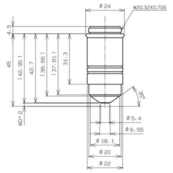 Evident Olympus objetivo LUMPLFLN60XW/1.0, w.d.2 mm