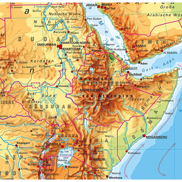 PONS mapa de continente África físico (157 x 206 cm)