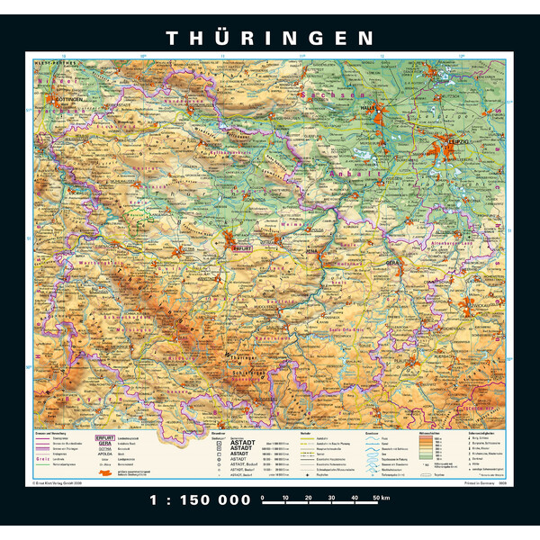 PONS Mapa regional Thüringen physisch/politisch (148 x 150 cm)