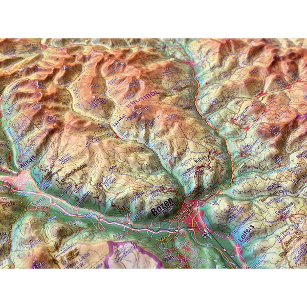 Georelief Mapa regional Tirol (77 x 57 cm) 3D Reliefkarte mit Alu-Rahmen