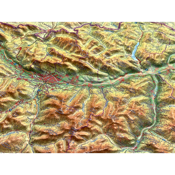 Georelief Mapa em relevo 3D do Tirol (77 x 57 cm) com Armações em alumínio