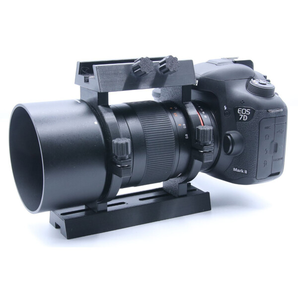 Astroprints Braçadeiras de tubo com base para buscador e barra em prisma para a objetiva Samyang 135 mm f/2