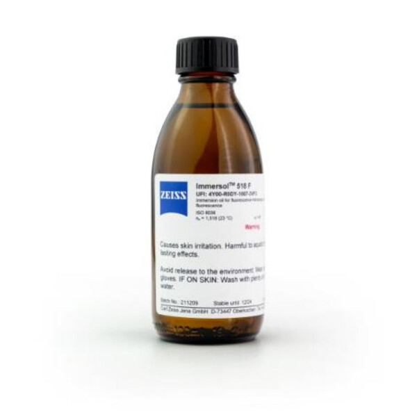 ZEISS Óleo de imersão Immersol 518 F sem fluorescência, frasco de 100 ml