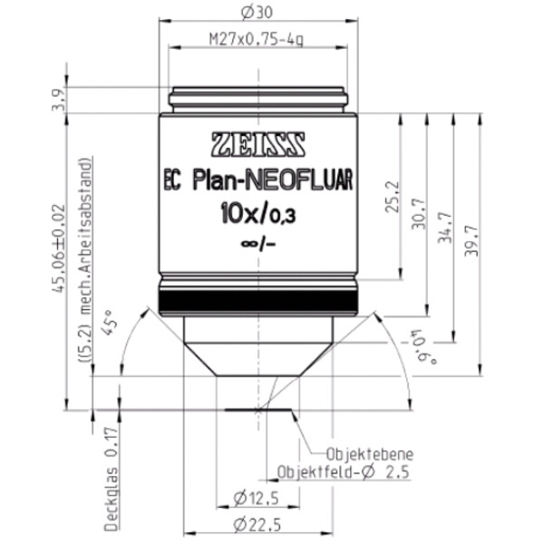 ZEISS Objetivo EC Plan-Neofluar, 10x/0.3 wd=5.2mm