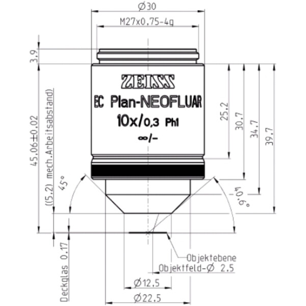 ZEISS Objetivo EC Plan-Neofluar, Ph1, 10x/0.3 wd=5.2mm