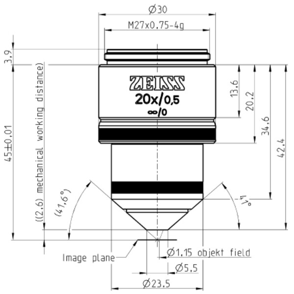 ZEISS Objetivo W N-Achroplan 20x/0.5 wd=2.6mm