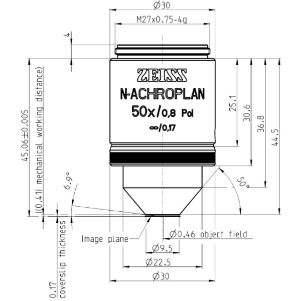 ZEISS Objetivo N-Achroplan 50x/0.8 Pol wd=0.41mm