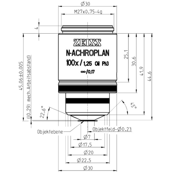 ZEISS Objetivo N-Achroplan 100x/1.25 Oil Ph3 wd=0.29mm