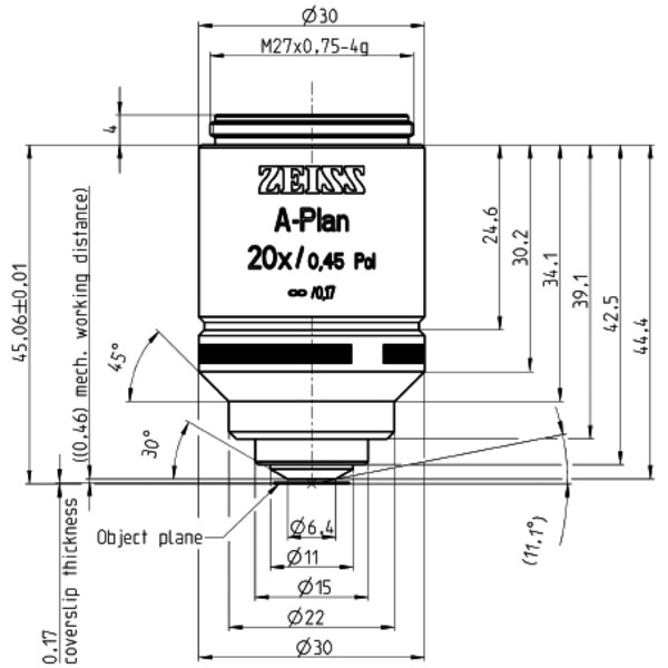 ZEISS Objetivo A-Plan 20x/0.45 Pol wd=0.46mm