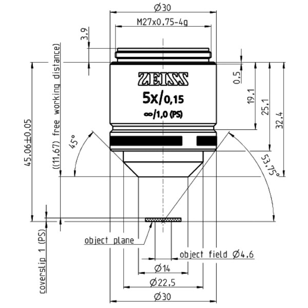 ZEISS Objetivo LD A-Plan 5x/0.15 wd=11.7mm
