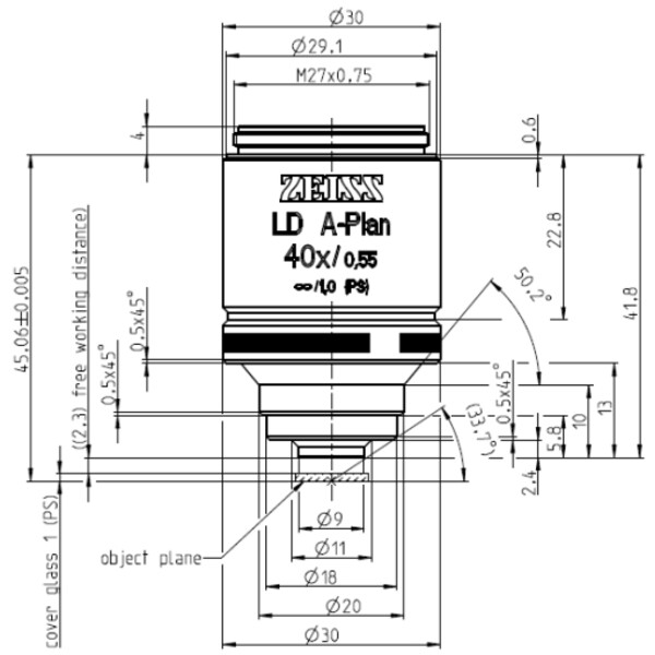 ZEISS Objetivo LD A-Plan 40x/0.55 wd=2.3mm