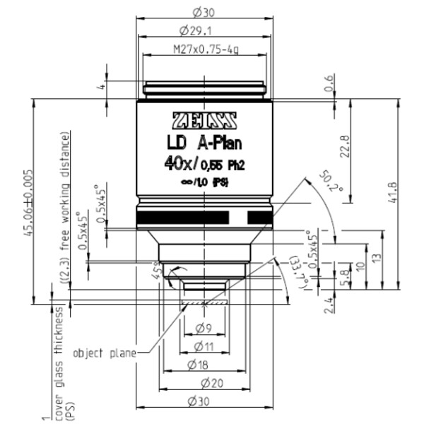 ZEISS Objetivo LD A-Plan 40x/0.55 Ph2 wd=2.3mm