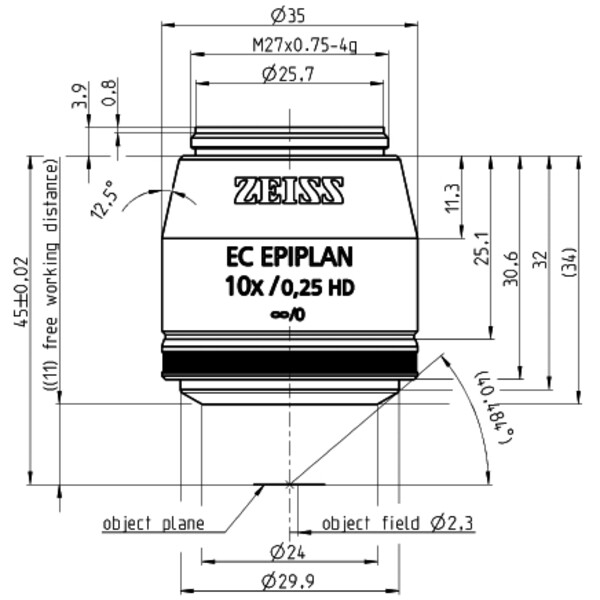 ZEISS Objetivo EC Epiplan 10x/0.25 HD wd=11.0mm