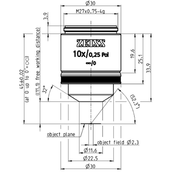 ZEISS Objetivo EC Epiplan 10x/0.25 Pol wd=11.0mm