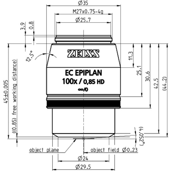 ZEISS Objetivo EC Epiplan 100x/0.85 HD wd=0.87mm