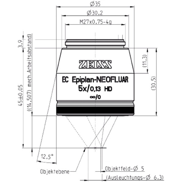 ZEISS objetivo Objektiv EC Epiplan-Neofluar 5x/0,13 HD wd=14,5mm