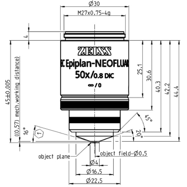 ZEISS objetivo EC Epiplan-Neofluar 50x/0,8 DIC wd=0,57mm