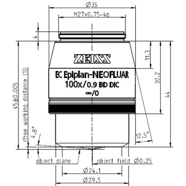 ZEISS objetivo Objektiv EC Epiplan-Neofluar 100x/0,9 HD DIC wd=1.0mm