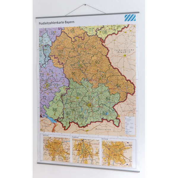 GeoMetro Mapa regional Bayern Postleitzahlen PLZ (100 x 140 cm)