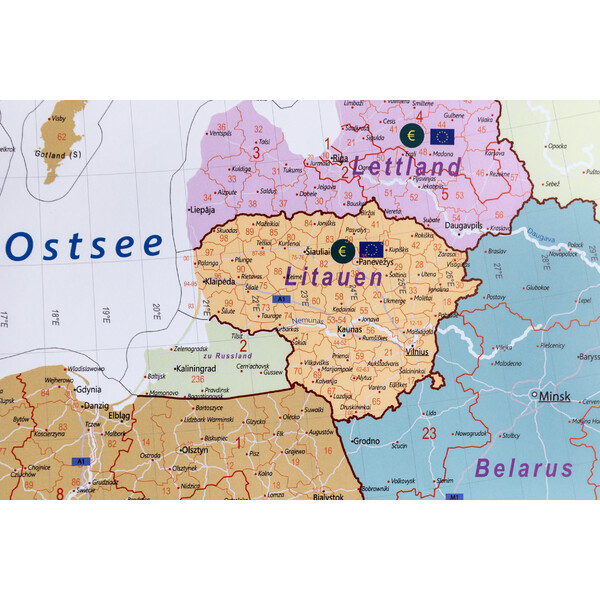 GeoMetro mapa de continente Europa Postleitzahlen (90 x 123 cm)