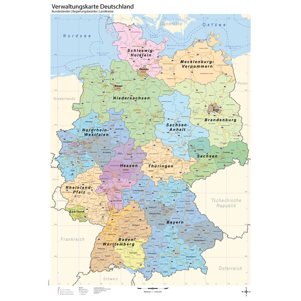 GeoMetro Mapa Deutschland politsch (70 x 100 cm)