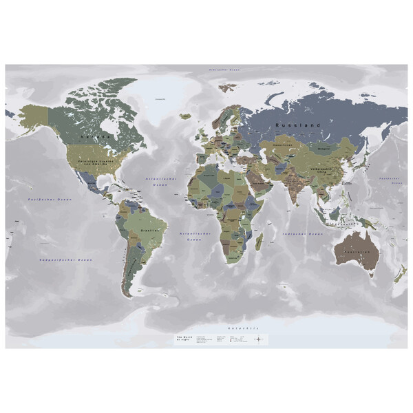 GeoMetro Mapa mundial O mundo à noite (140 x 100 cm)