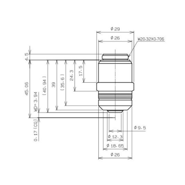 Evident Olympus objetivo Objektiv LPLN40X/0.65, plan, infinity, dry, w.d.3.4-4.10, Deckglas 0-1.00