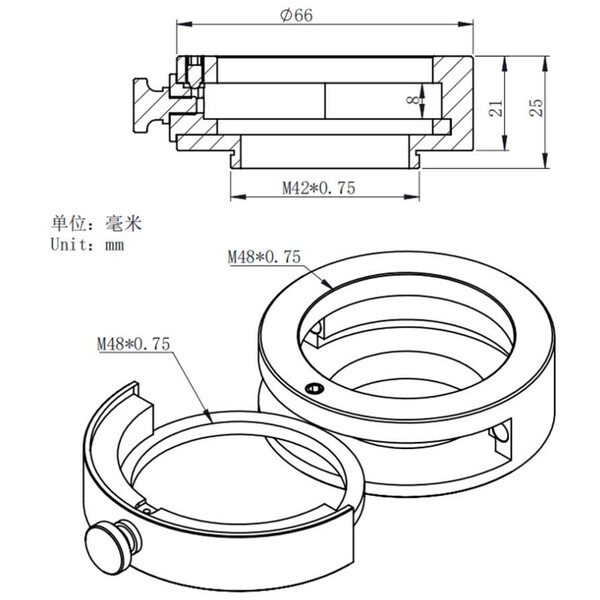 ZWO Suporte de filtro com gaveta de filtro de 2"