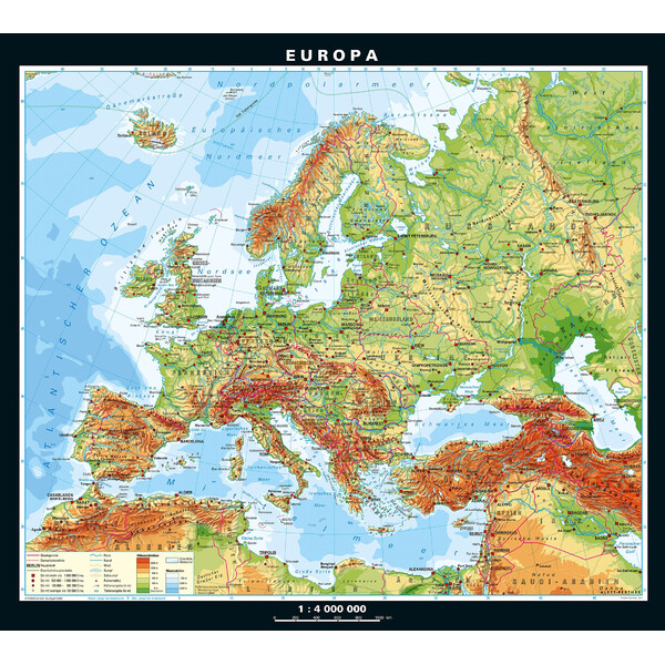 PONS mapa de continente Europa fisicamente e politicamente (158 x 142 cm)