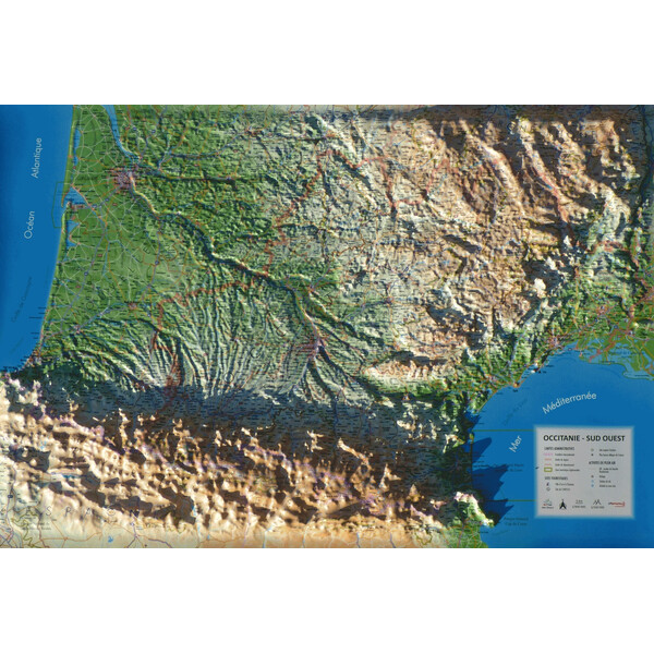 3Dmap Mapa regional Occitanie - Sud Ouest