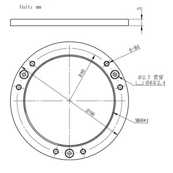 ZWO Flange de inclinação M68