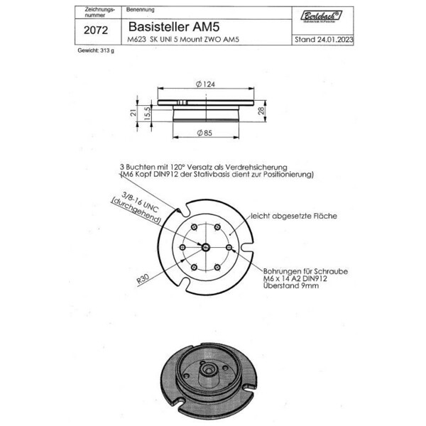 Berlebach Placa adaptadora que serve para o ZWO AM5