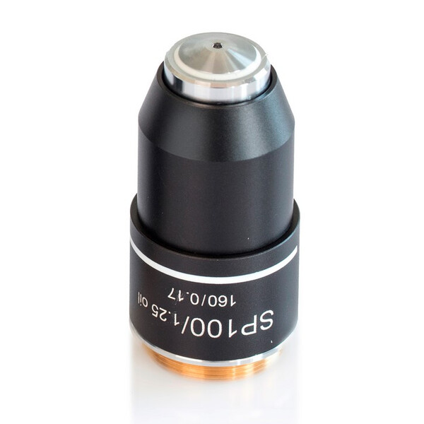 Kern Objetivo, OBB-A1565, e-plan, achro, 100x/1.25, óleo, w.d. 0.07mm, com mola, anti-fungo