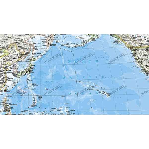 National Geographic Mapa mundial clássico centrado no Pacífico