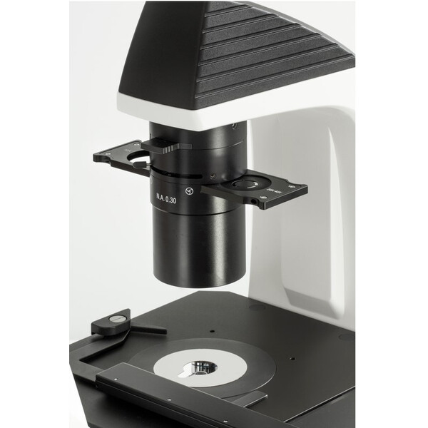 Kern Microscópio invertido OCM 166, FL, PH, trino, inverso, Condensador N.A. 0,3 fixo, 10x-40x, 30W LED, Al, 100W HBO, Dl