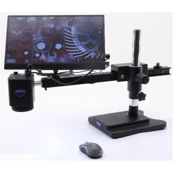 Optika Microscópio IS-4K2, zoom opt. 1x-18x, Autofocus, 8 MP, 4K Ultra HD, overhanging stand, 15.6" screen
