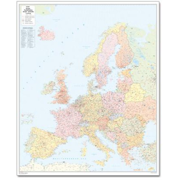 Bacher Verlag Mapa grande de código postal da Europa