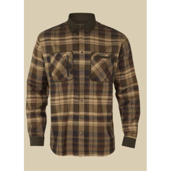 Härkila Camisa Pajala, bege com castanho, tamanho XL