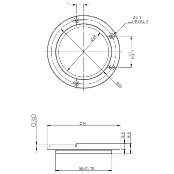 ZWO Adapter Adaptadores M54 para a gaveta de filtro
