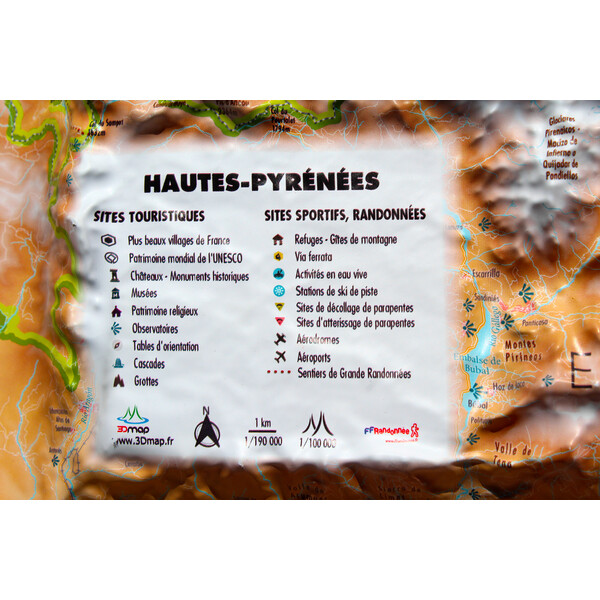 3Dmap Mapa regional Hautes-Pyrénées (61cm x 41cm)