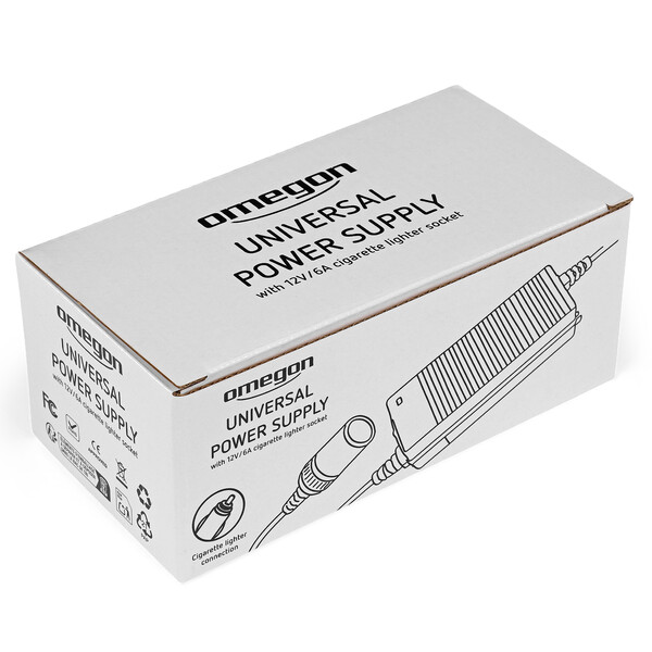 Omegon Fonte de alimentação universal europeia de 12 V/6 A com tomada para isqueiro