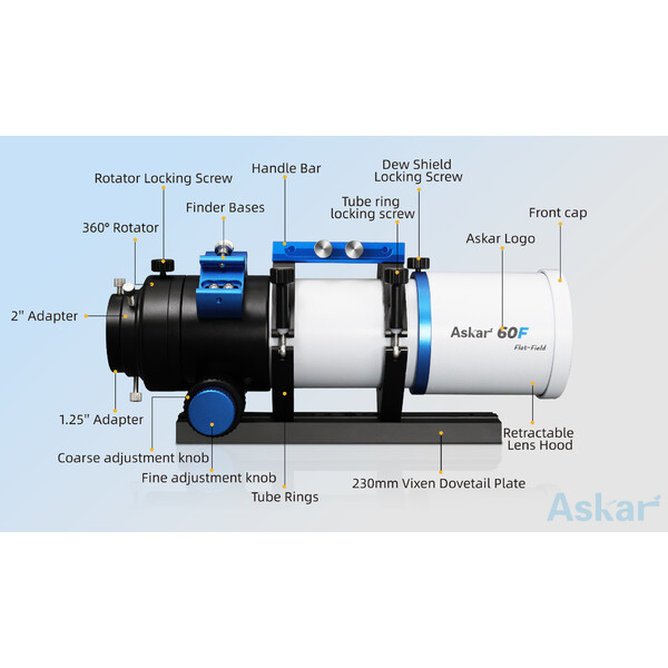Askar Refrator apocromático AP 60/408 60F Flatfield