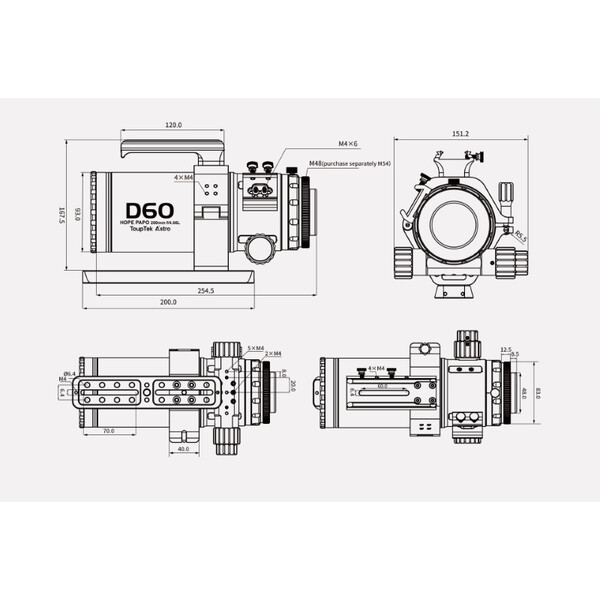 ToupTek Refrator apocromático HOPE D60 60/280 f/4.66