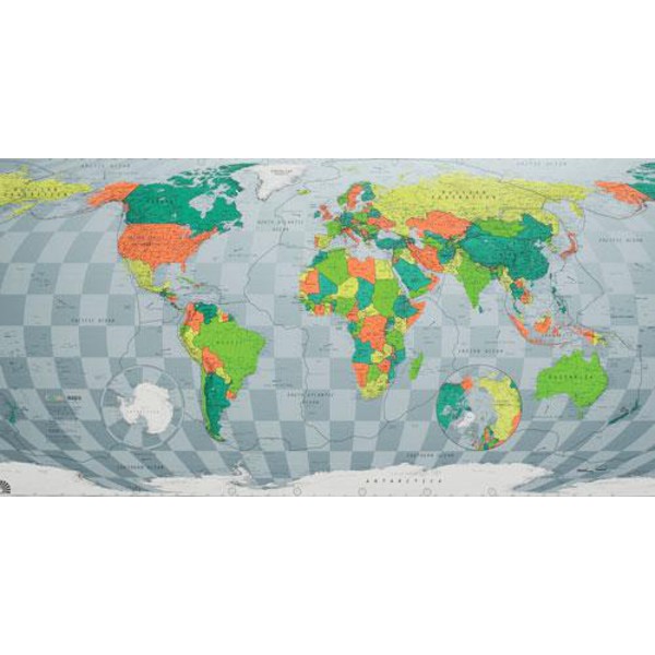 The Future Mapping Company Colour Map Mapa mundial verde-vermelho-laranja-azul, magnético