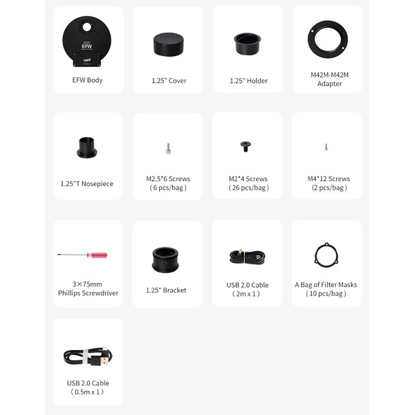 ZWO Roda de filtro EFW 8x 1,25"