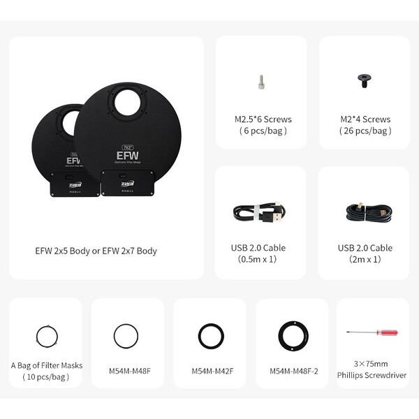 ZWO Roda de filtro EFW 5x 2"