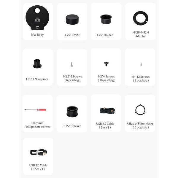 ZWO Roda de filtro EFW 7x 36 mm