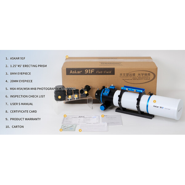 Askar Refrator apocromático AP 91/609 91F Flatfield